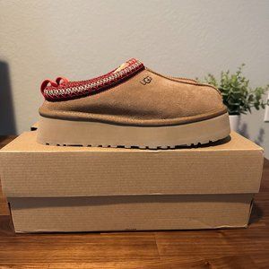 Ugg Tazz Chestnut Platform Suede Slippers New